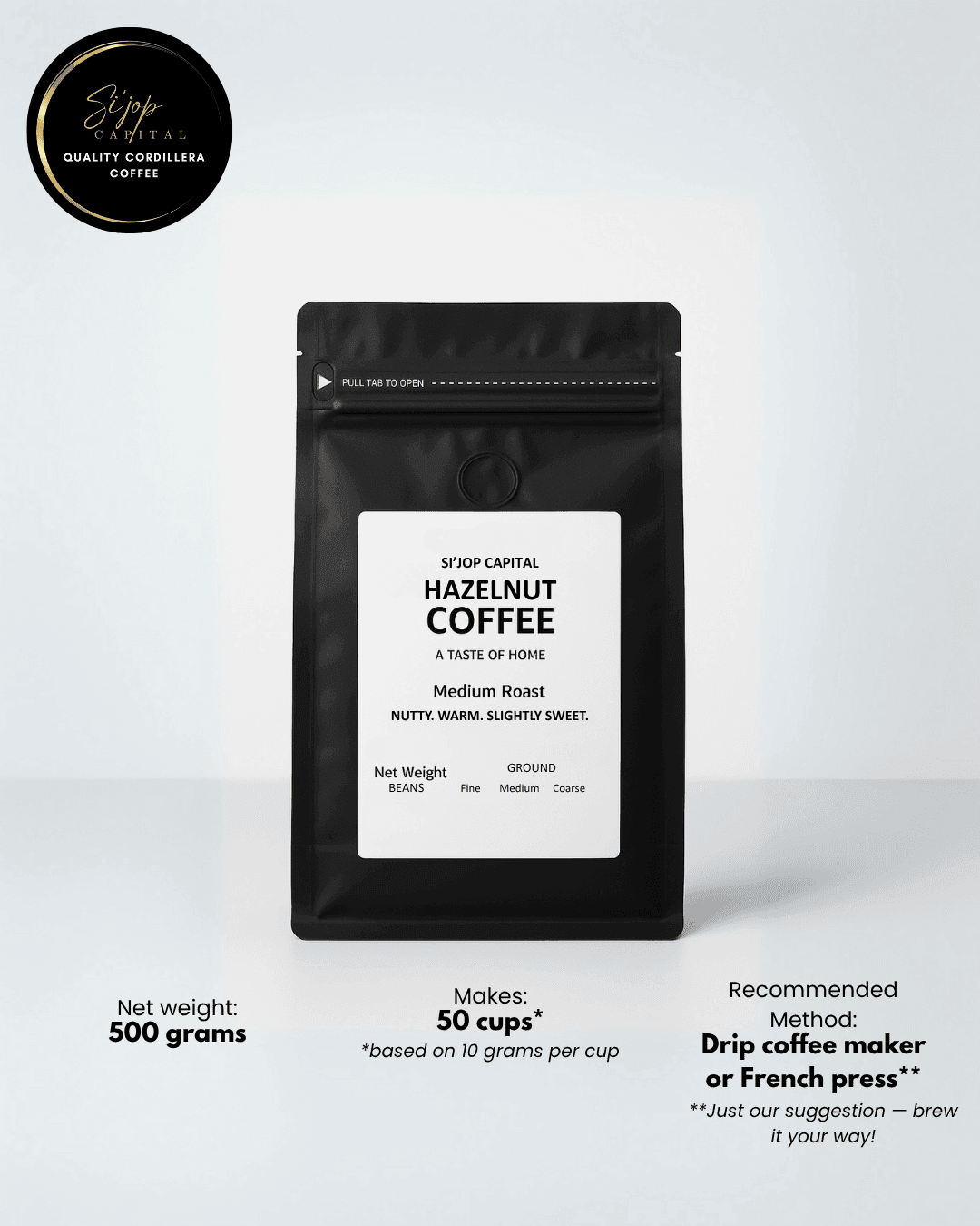 Hazelnut Coffee 500 grams - Si'jop Capital Specialty Coffee